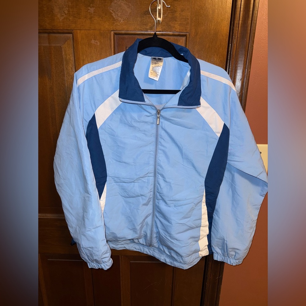 Athletic Works Women’s Large Navy, Baby Blue, and White Windbreaker Jacket